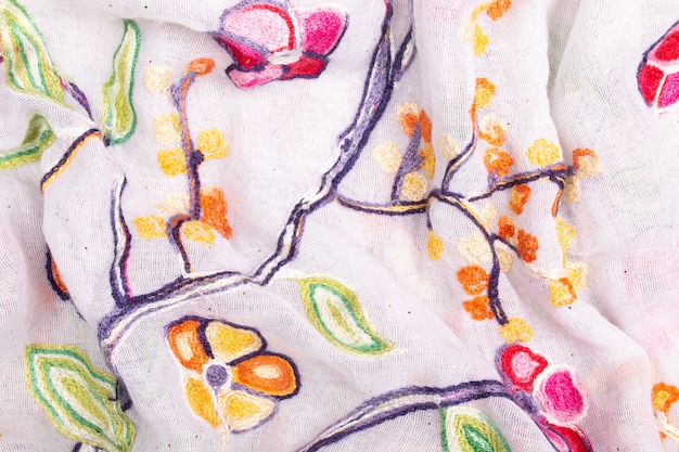 Close-up embroidered floral pattern
